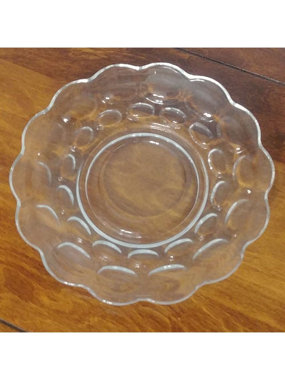 Vintage Circular Clear Glass Dish with oval design